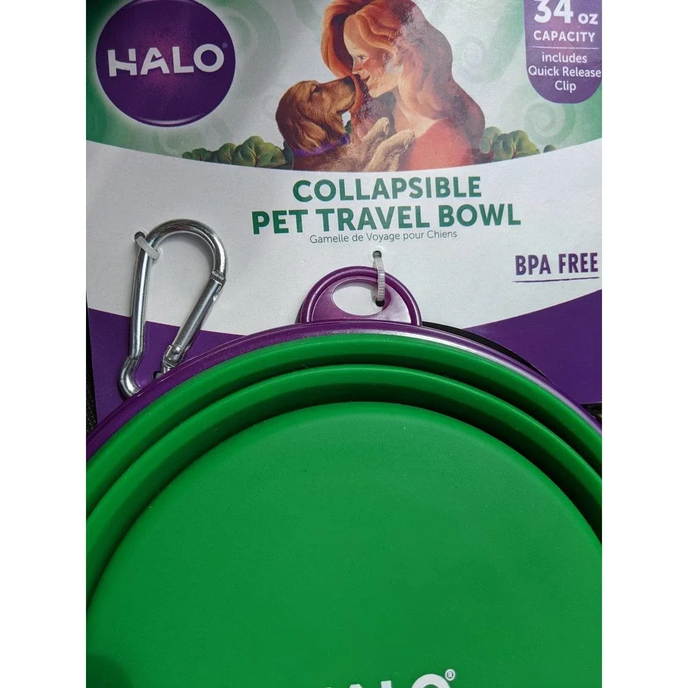 Large 34 oz capacity new halo collapsible Dog pet travel bowl